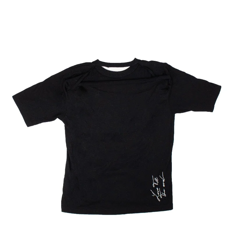 Marcelo Burlon Short Sleeve Torn Collar T-Shirt - BlackCycling Short Sleeve Tops