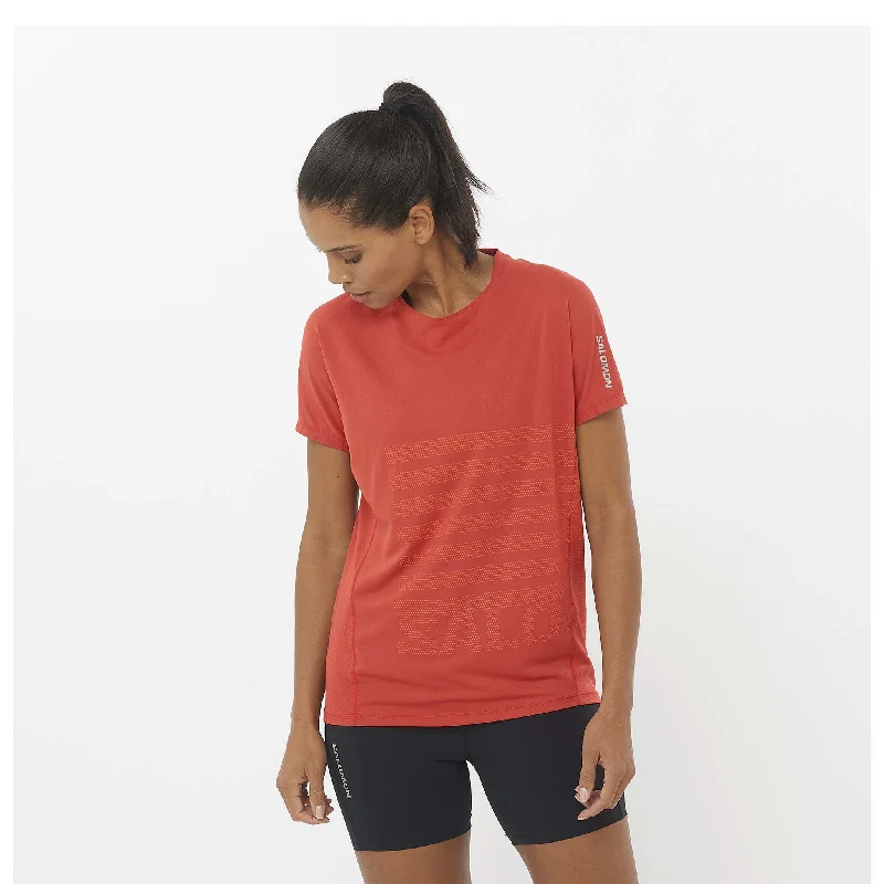 Salomon | Women's Sense Aero Graphic Short Sleeve T-Shirt - Tandoori SpiceLounge Short Sleeve Tops