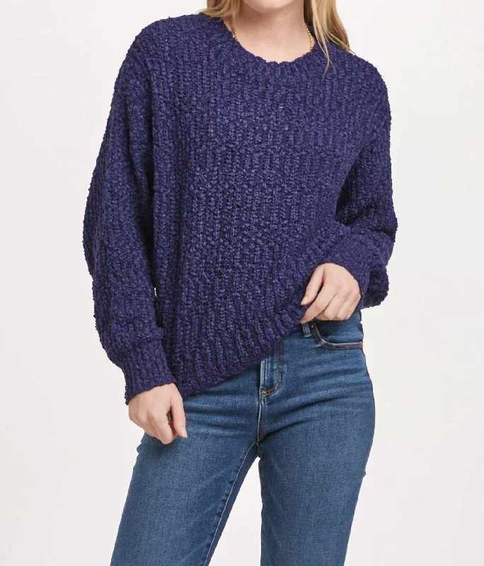 CrewnecklifestyleMesh Short Sleeve TopsFantine Crew Neck Sweater In Purple