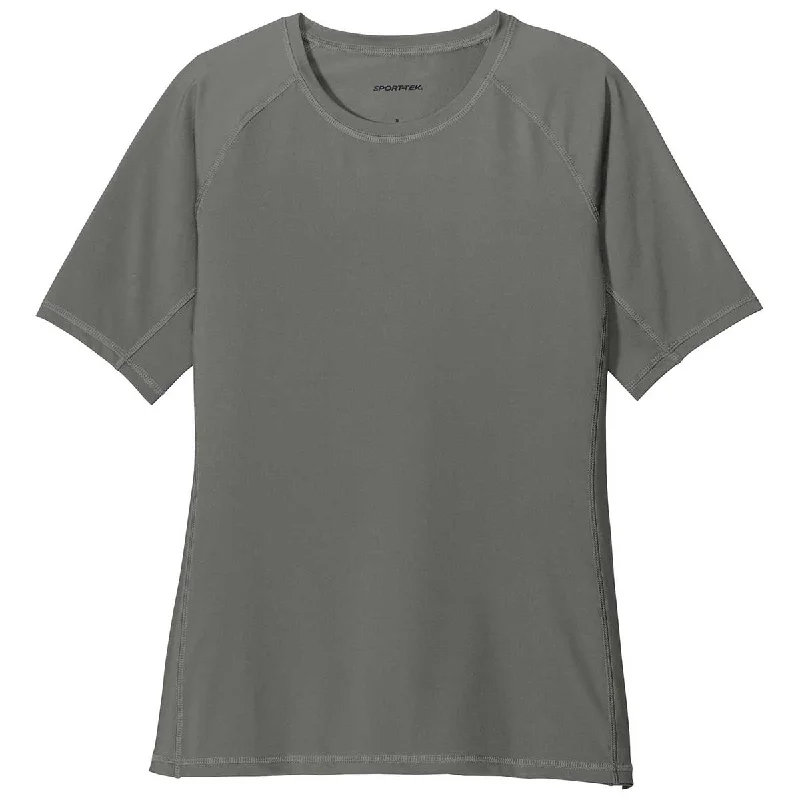 Sport-Tek Women's Dark Smoke Grey Short Sleeve Rashguard TeeColorblock Short Sleeve Tops