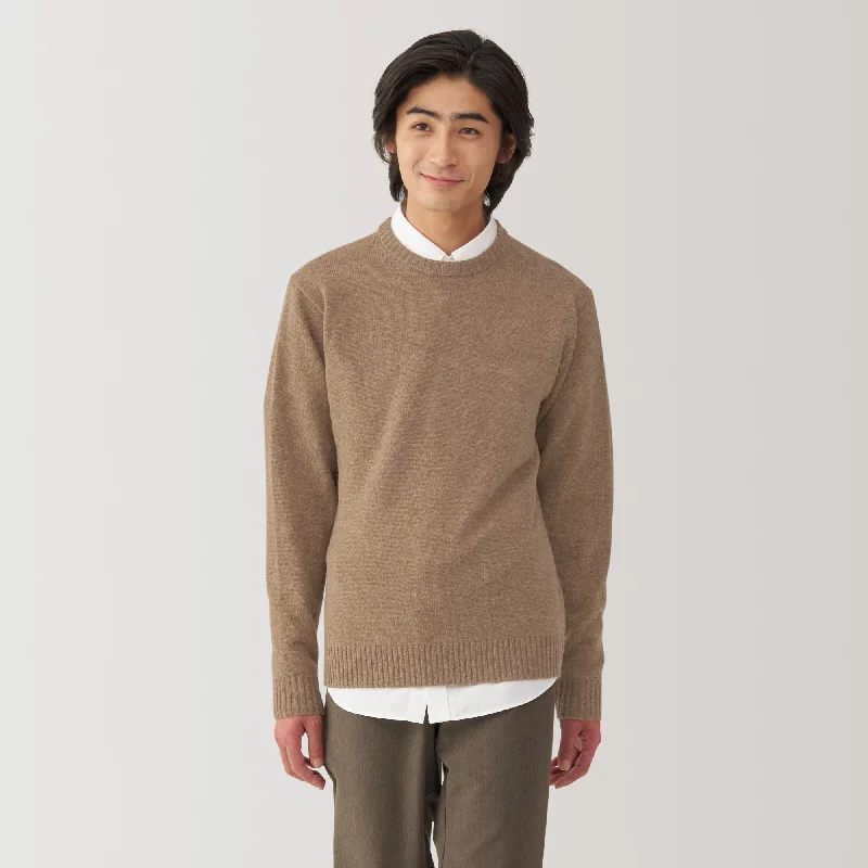 CrewneckknitPrinted Short Sleeve TopsMen's Washable Mid-Gauge Crew Neck Sweater