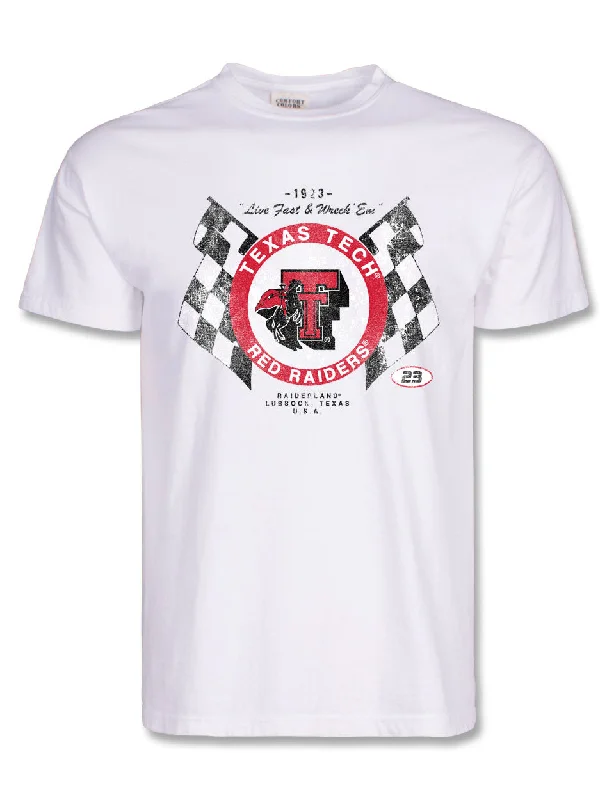 Texas Tech "Live Fast & Wreck'EM" Short Sleeve Comfort T-shirtOff-Shoulder Short Sleeve Tops