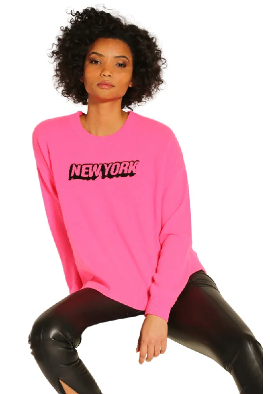 CrewnecksweaterUrban Short Sleeve TopsMinnie Rose Cashmere New York Intarsia Crew Sweater