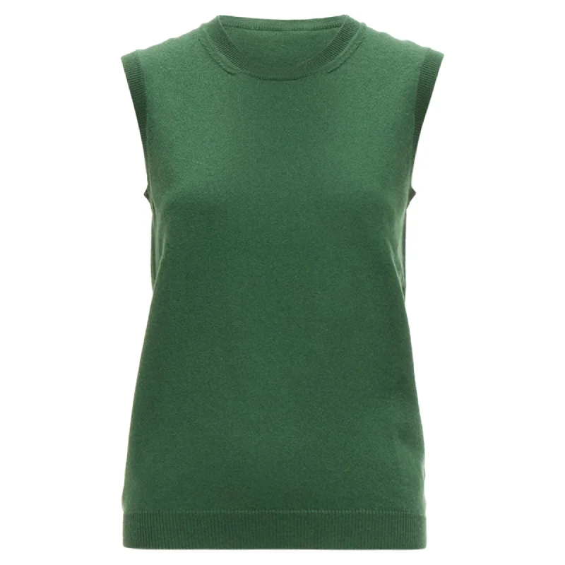 CrewneckfanPlush Short Sleeve TopsJil Sander cashmere forest crew neck sleeveless sweater vest