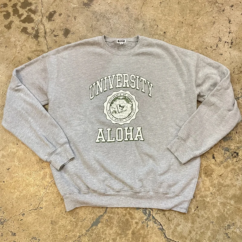 CrewneckinnovationMetallic Short Sleeve TopsMucho Aloha - University Of Aloha Crew