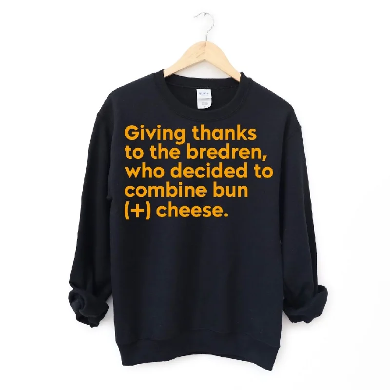 CrewnecklightweightHemp Short Sleeve TopsGive Thanks Bun & Cheese Unisex Crew Sweatshirt