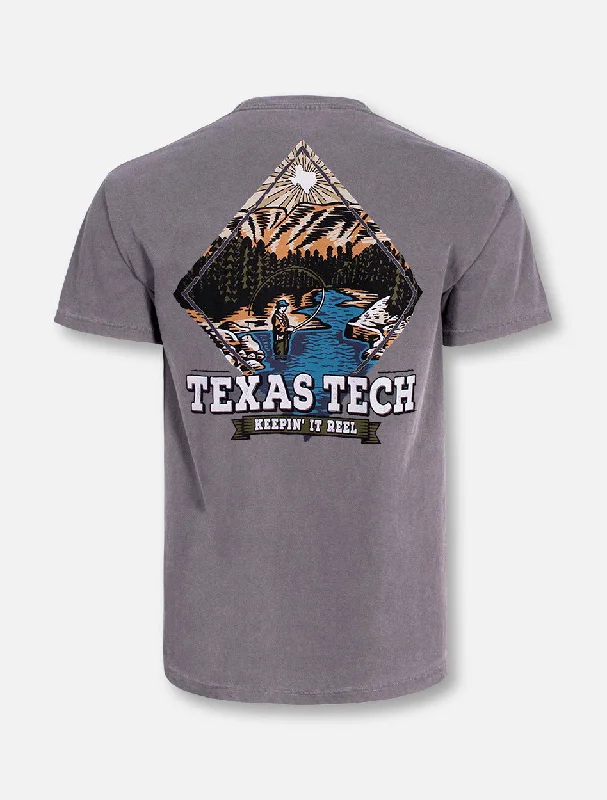 Texas Tech Red Raiders Black and White Double T "Fly Fishing" Short Sleeve T-ShirtRunning Short Sleeve Tops