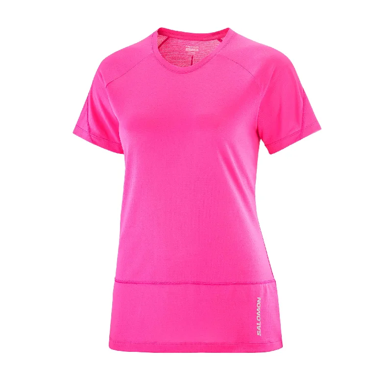 Salomon | Women's Cross Run Short Sleeve T-Shirt - Beetroot PurplePolyester Short Sleeve Tops