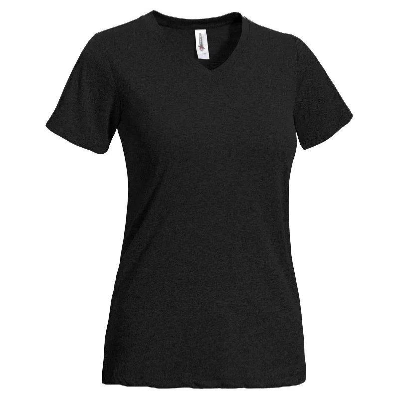 Expert Women's Black Short Sleeve Natural Feel Jersey V-NeckCompression Short Sleeve Tops