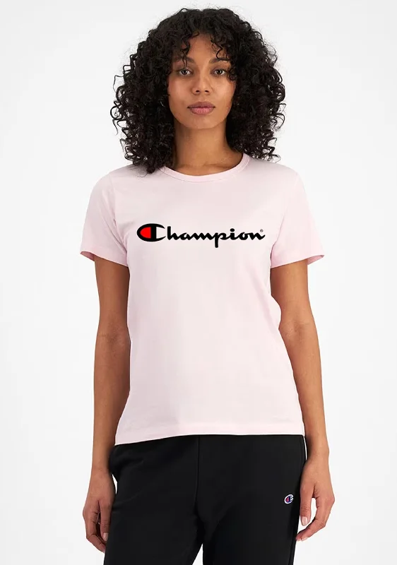 Champion Womens Script Short Sleeve Tee <br> CVRGN MMYLogo Short Sleeve Tops