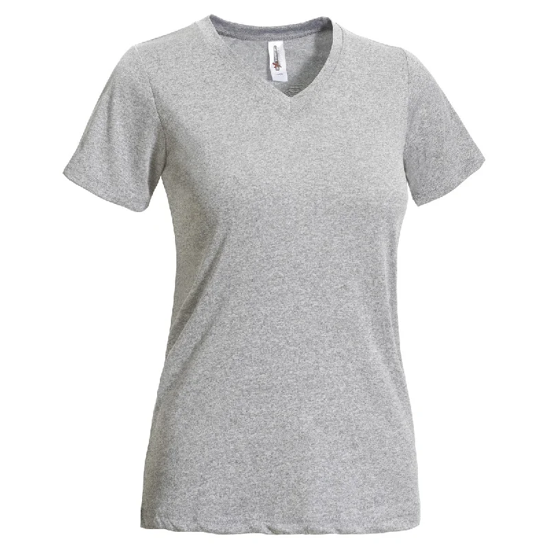 Expert Women's Heather Grey Short Sleeve Natural Feel Jersey V-NeckPunk Short Sleeve Tops