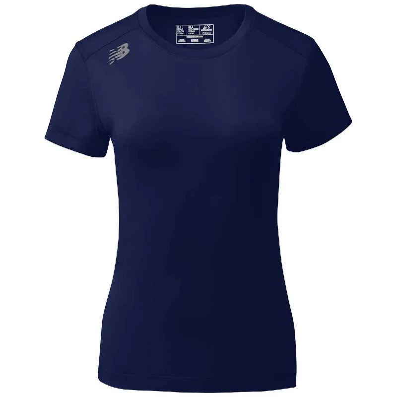 New Balance Women's Team Navy Short Sleeve Tech TeeOff-Shoulder Short Sleeve Tops