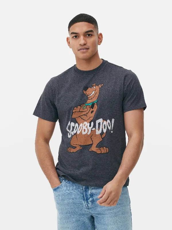 PRIMARK Men's Charcoal Scooby-Doo Graphic Short Sleeve T-Shirt |Linen Short Sleeve Tops