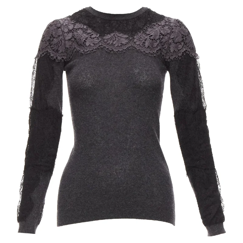 CrewneckmovementRunning Short Sleeve TopsValentino lace virgin wool cashmere crew neck sweater