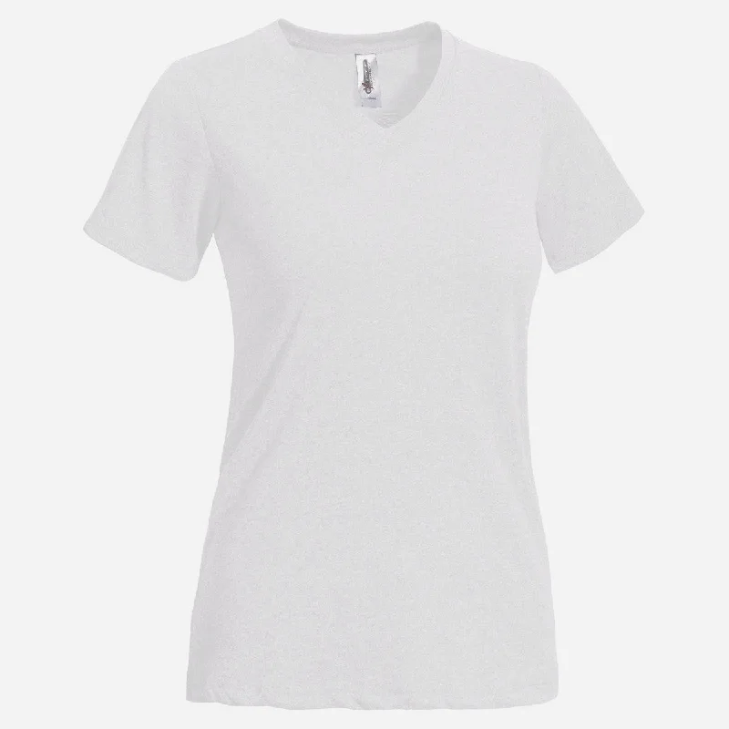 Expert Women's White Short Sleeve Natural Feel Jersey V-NeckHip-Hop Short Sleeve Tops