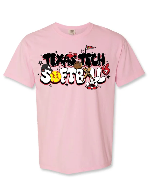 Texas Tech "Double Bubble" Softball Short Sleeve WOMEN'S T-ShirtQuick-Dry Short Sleeve Tops