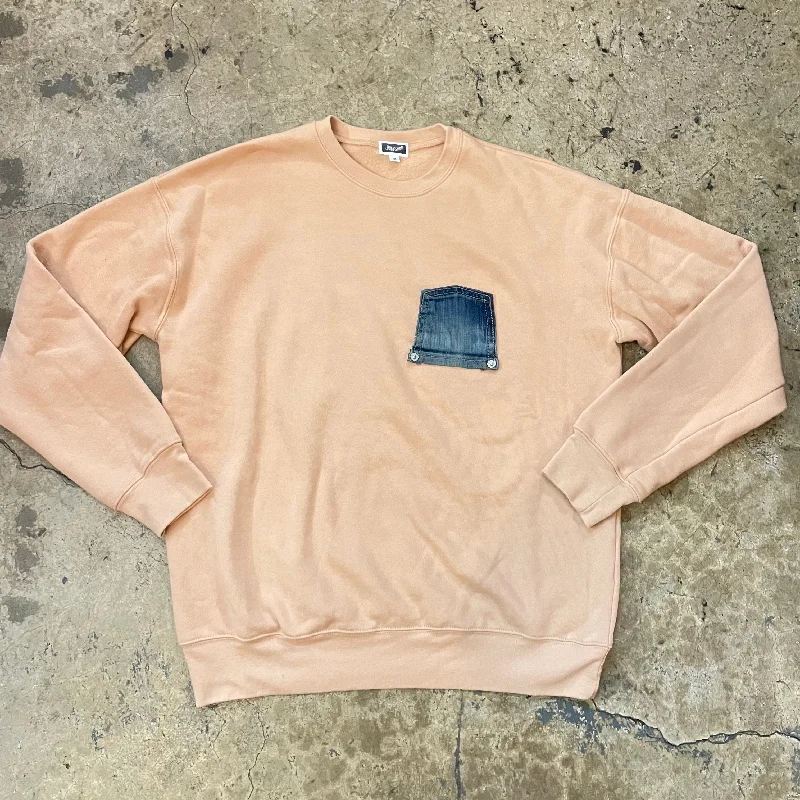 CrewneckstartupPlush Short Sleeve TopsYokishop - Upside Down Denim Pocket Camel Crew