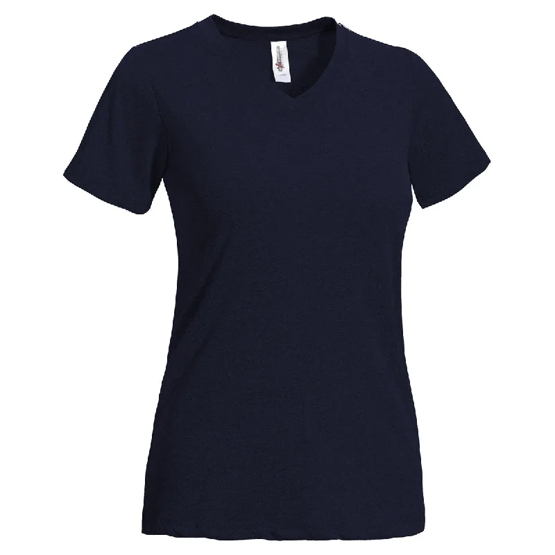 Expert Women's Navy Short Sleeve Natural Feel Jersey V-NeckLuxury Short Sleeve Tops