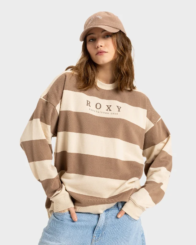 Recycled Fabric HoodiesWomens Strictly Stripes Oversizedd Crew Neck