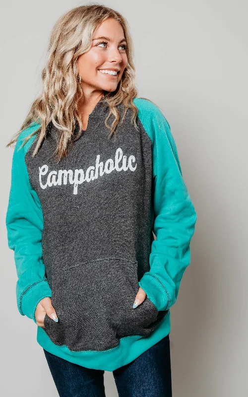 Glitter SweatshirtsCampaholic Hoodie - Teal**