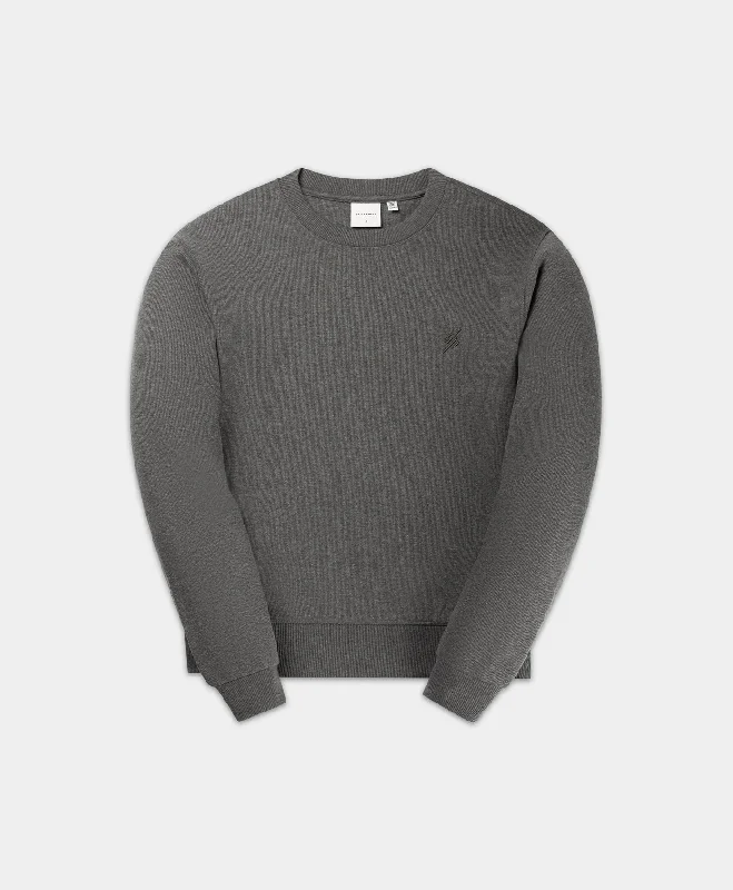 Leather-Paneled SweatshirtsGrey Marl Mono Rib Sweater