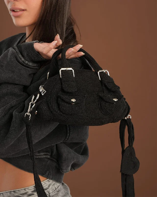 Recycled Fabric HoodiesBlack Mini Corduroy Bag