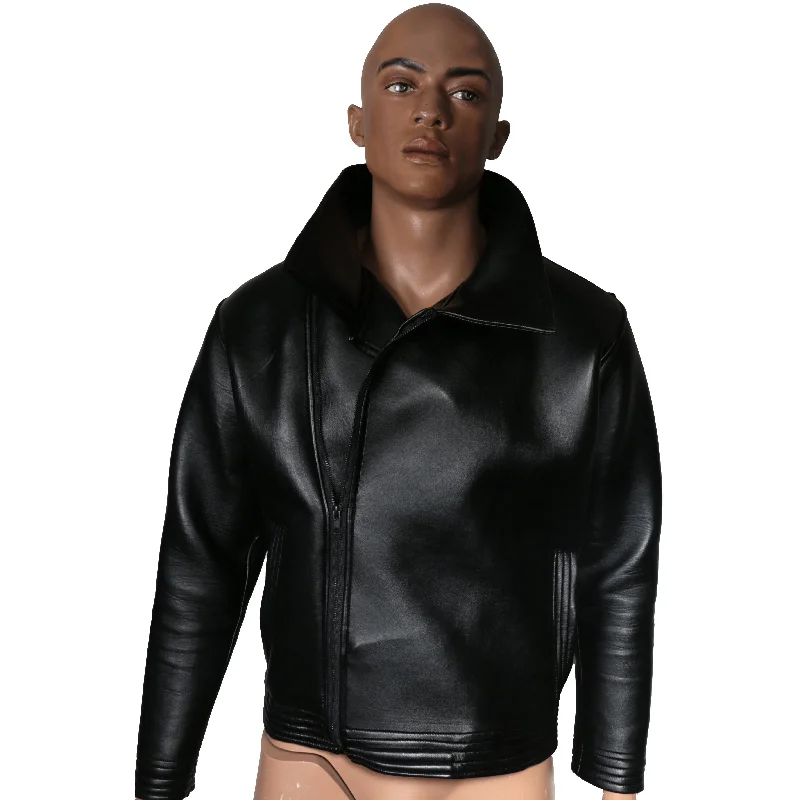 Black Synthetic Leather JacketCasual Jackets