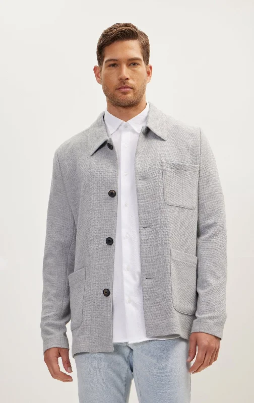 Sleek Full Button Shacket - GreyDenim Jackets