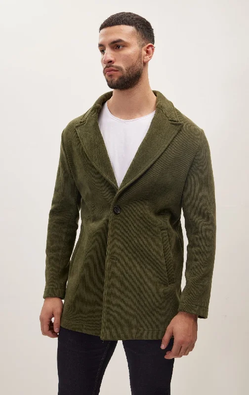 Relaxed Corduroy Button Closure Jacket - KhakiSummer Jackets