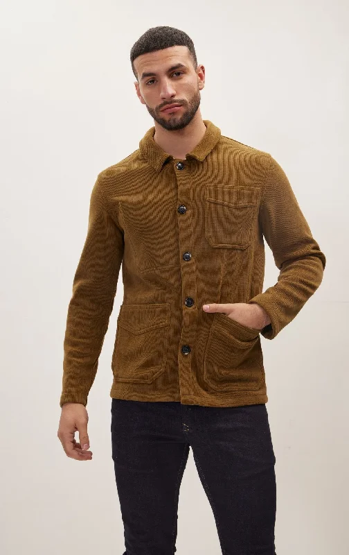 Relaxed Corduroy Button Closure Jacket - KhakiSherpa Jackets