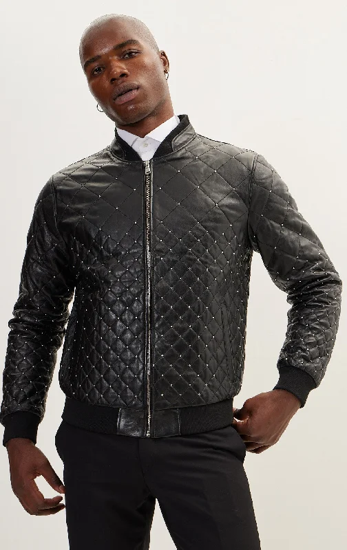 Quilted Artisan - Black Calf LeatherParka Jackets