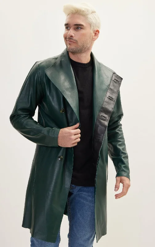 Genuine Leather Rebel Jacket - Green BlackSafari Jackets