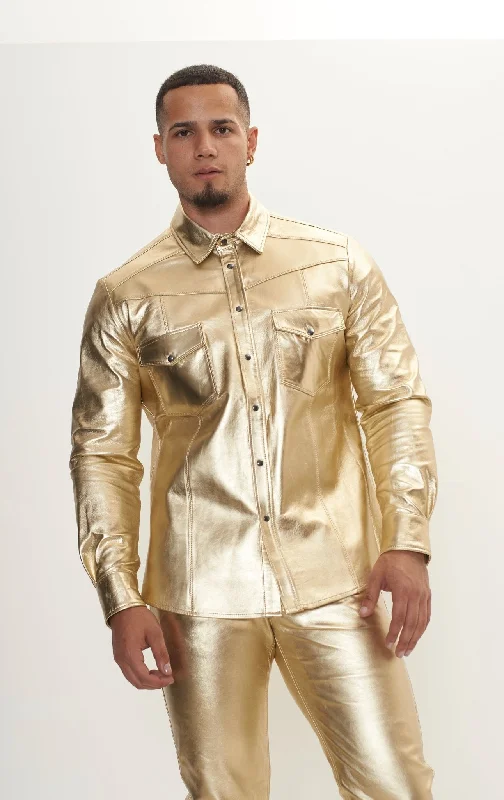 Genuine Lambskin Leather Shirt - GoldWinter Jackets