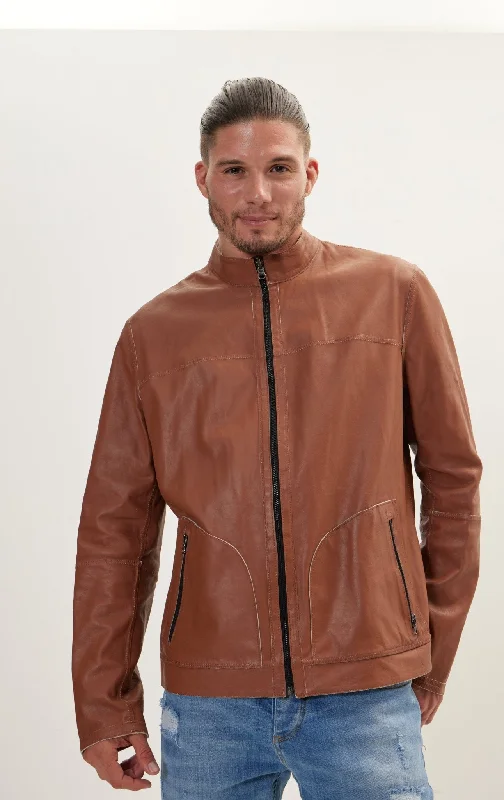 Suede To Genuine Reversible Leather Jacket - BrownDown Jackets