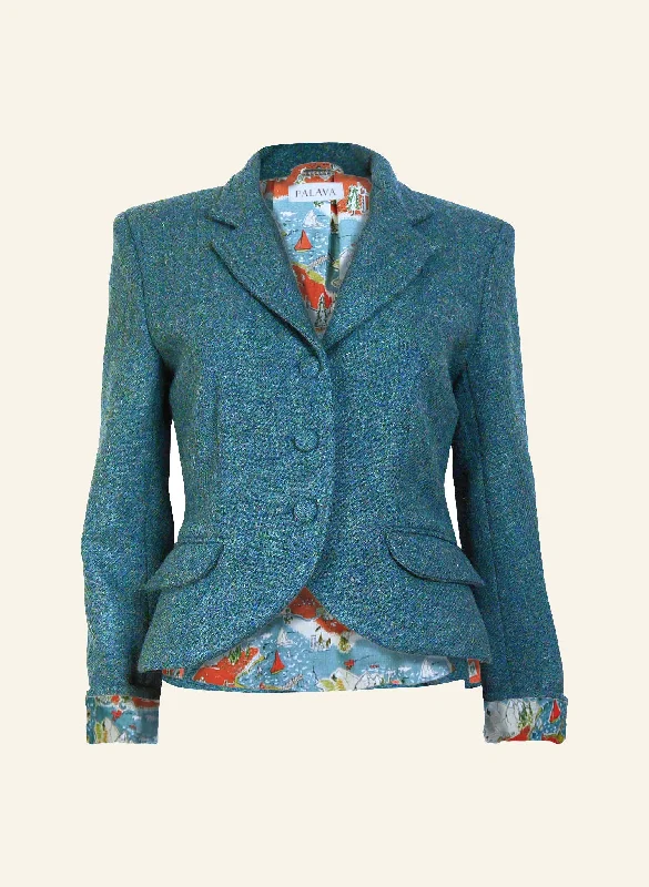 Heritage Riding Jacket - Teal with Treasure Map LiningCasual Jackets