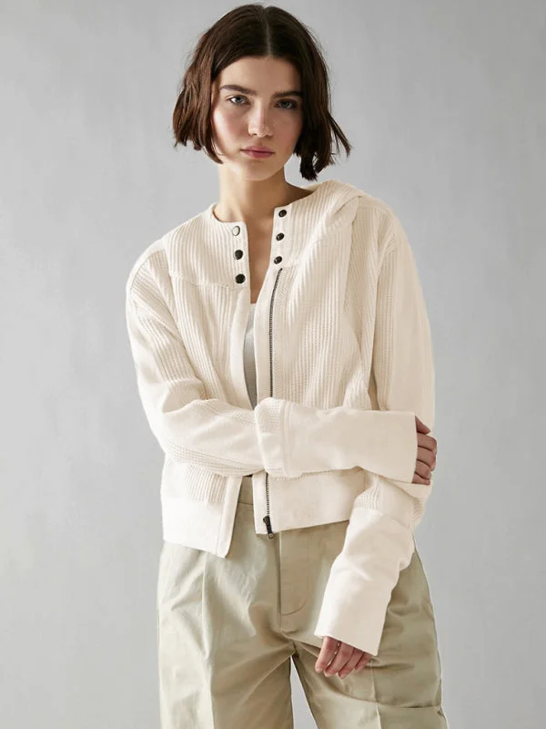 Women Spring-Summer Lightweight Woven Jacket with Slant PocketsVarsity Jackets