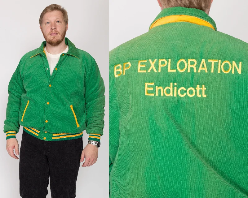 2X 80s BP Exploration Endicott Green Corduroy Bomber JacketSummer Jackets