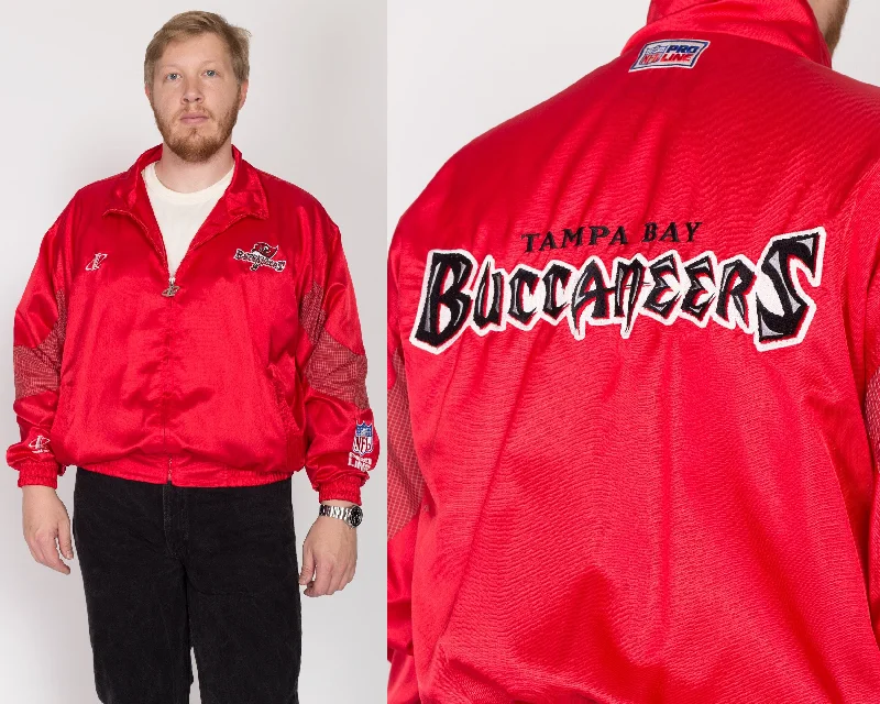 2X 90s Tampa Bay Buccaneers NFL Pro Line Red Satin JacketDown Jackets