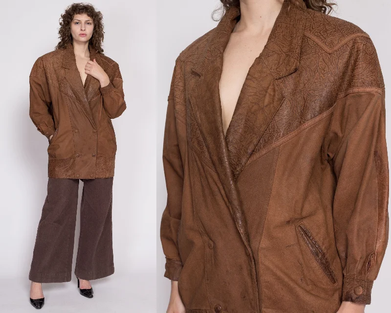 80s G-III Brown Leather Embossed Jacket - MediumLimited Edition Jackets