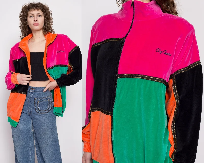 80s Velour Color Block Track Jacket - Extra LargeSki Jackets