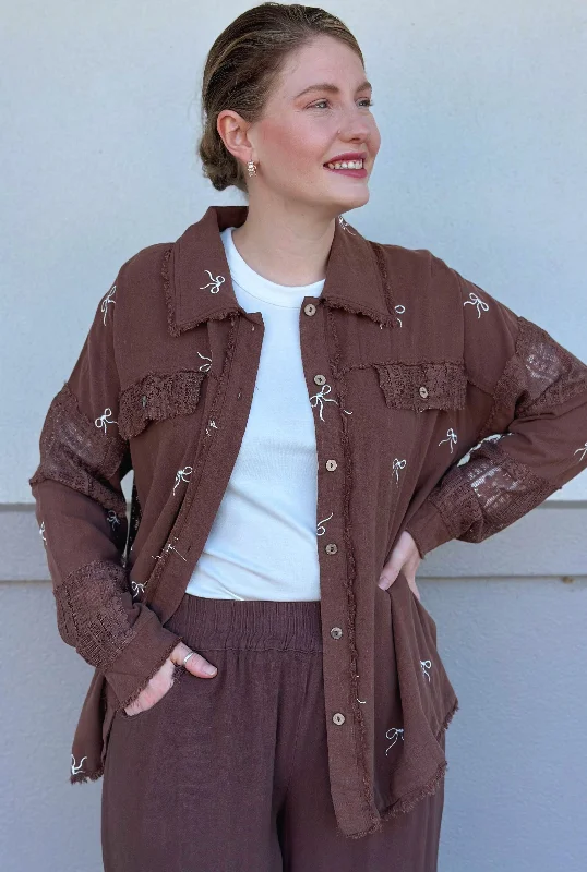 BROWN LINEN BOW SHACKETOutdoor Jackets