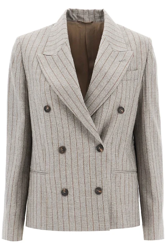 Brunello Cucinelli Women's Double-Breasted Mouliné PAsymmetrical Jackets