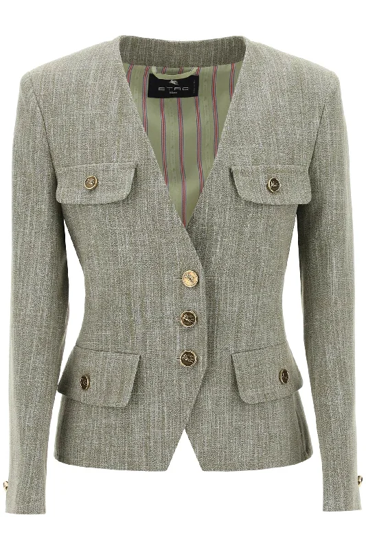 Etro Women's Fitted Jacket With Padded ShouldersAsymmetrical Jackets