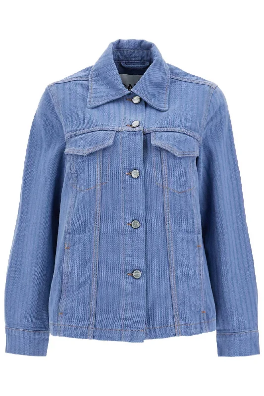 Ganni Women's "Striped Overdyed blue JacketCorduroy Jackets