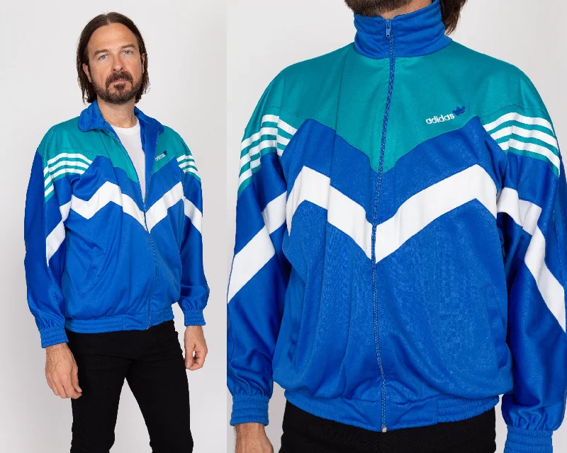 Large 90s Adidas Equipment Blue Color Block Track JacketLayered Jackets