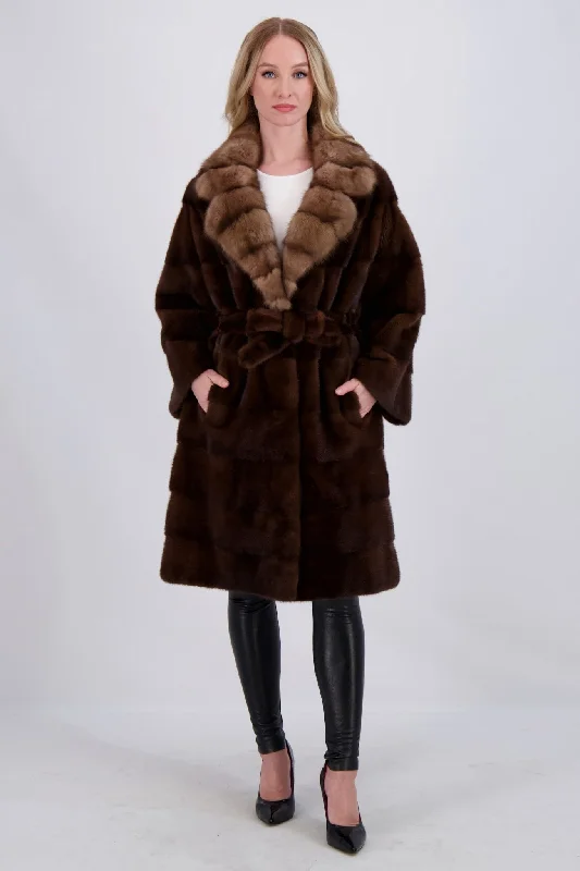 MINK JACKET WITH SABLE COLLAR, MINK BELTSuede Jackets