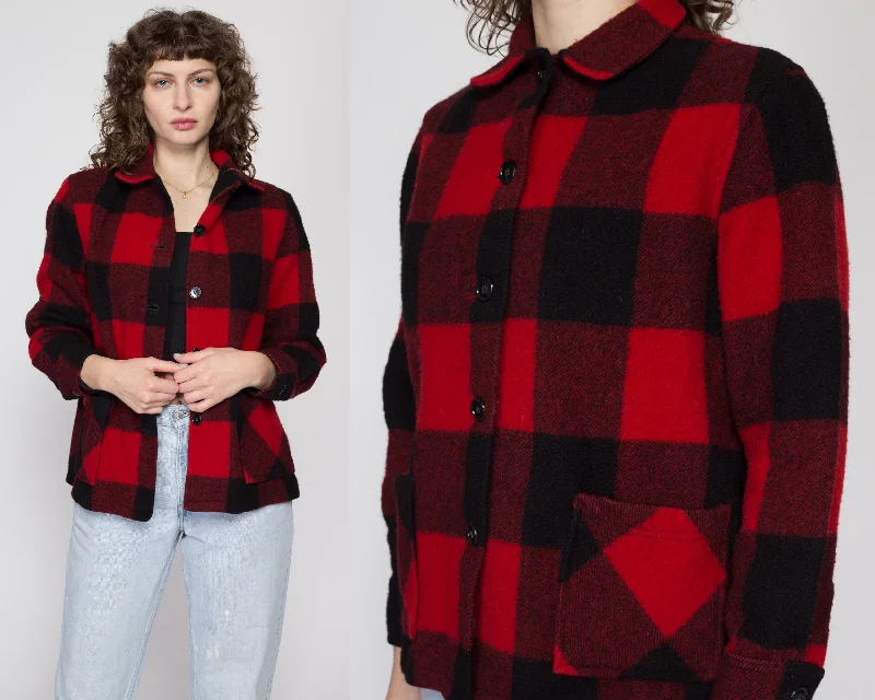 Petite Medium 60s 70s Buffalo Plaid Wool JacketSkateboard Jackets