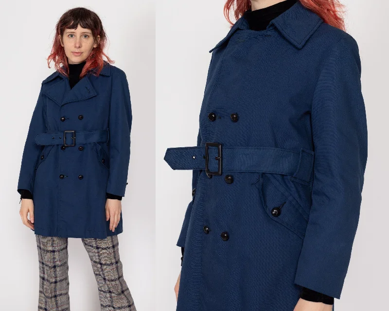 Petite XS 70s Mod Navy Blue Belted JacketPea Coats