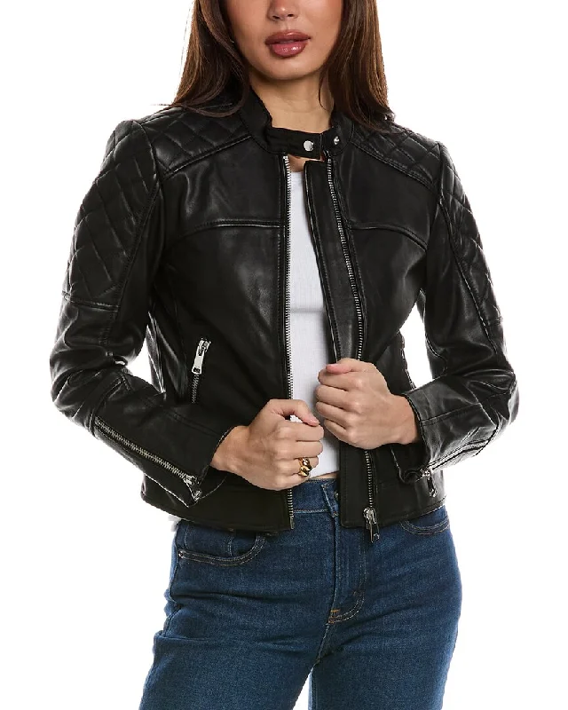 Reiss Adelaide Collarless Leather Biker JacketSuede Jackets