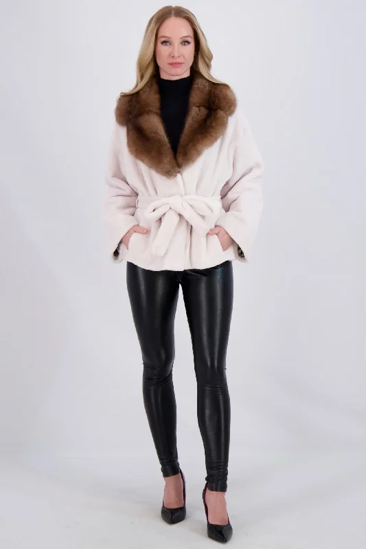 SHEARED MINK JACKET W/ SABLE & BELTSnowboard Jackets